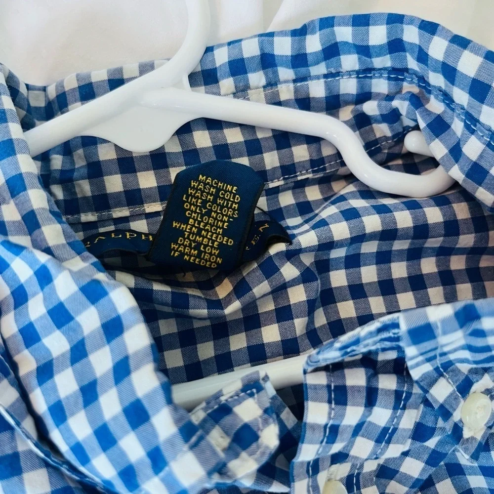 Ralph Lauren Blue and Green Gingham Button Down Shirt